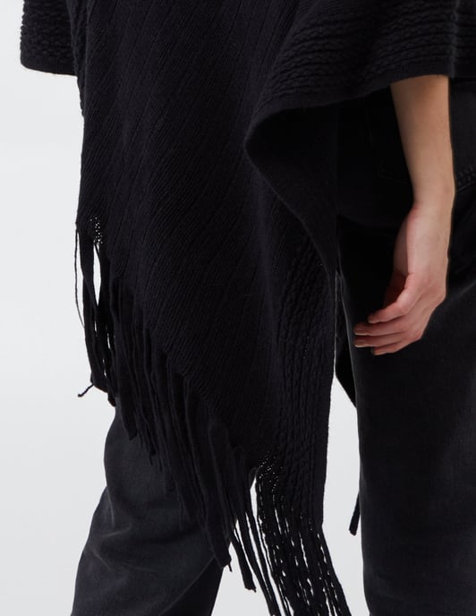 CERYS - Ribbed Fringe Hem Poncho