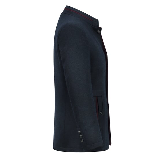 Men's Short Slim Fit Coat with Stand-Up Collar Business Casual Wool Overcoat Blue - Image 2