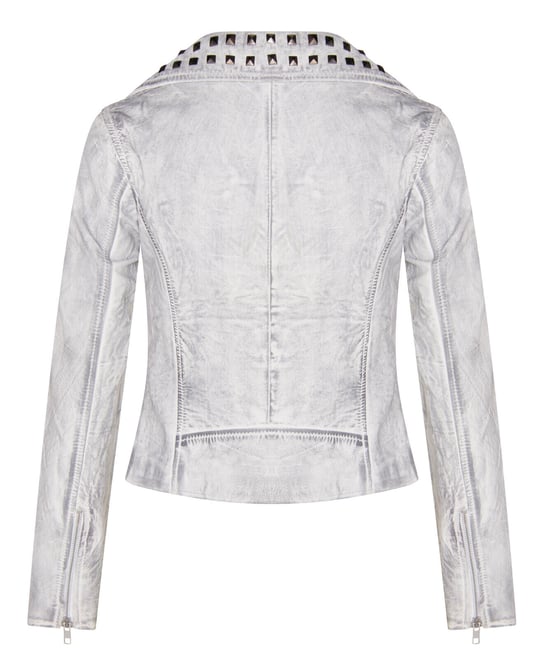 Womens Gothic Biker Leather Jacket with Studs-Bilbao