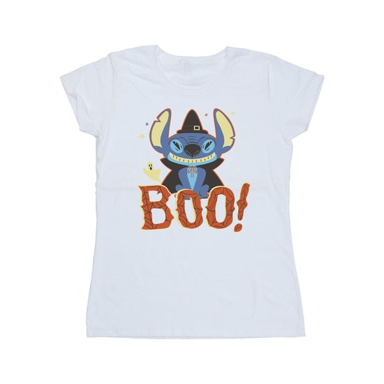 Disney Womens/Ladies Lilo & Stitch Boo! Cotton T-Shirt (White)