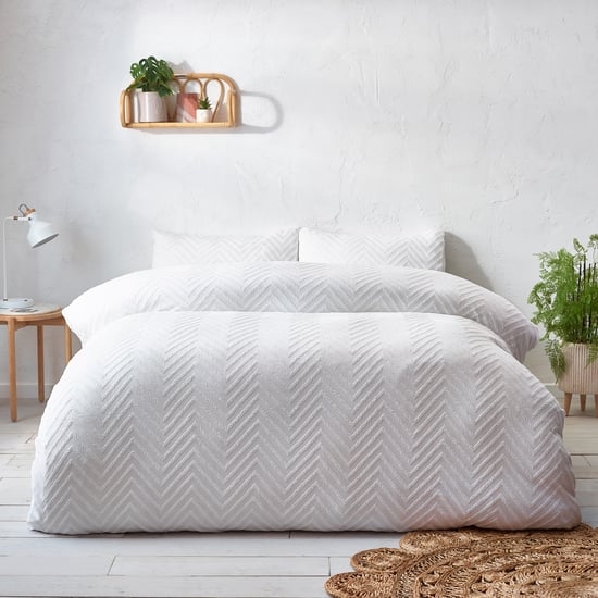 Minimalist Chevron Zigzag Tuft Duvet Cover Set - Image 1
