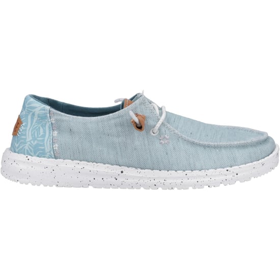 HEYDUDE Wendy Heathered Slub Tropical Linen/Lyocell/Cotton Women's Blue Loafers - Image 5