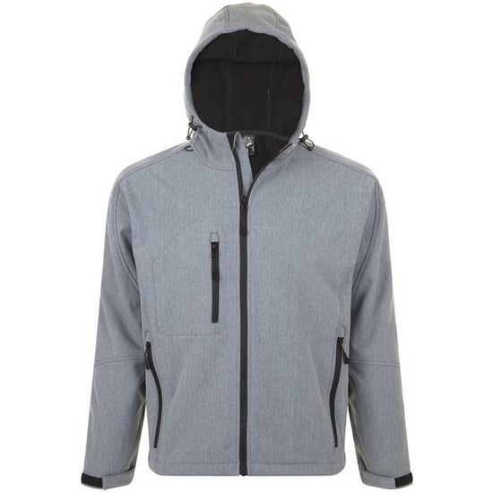 SOLS Mens Replay Hooded Soft Shell Jacket (Breathable, Windproof And Water Resistant) (Grey Marl)
