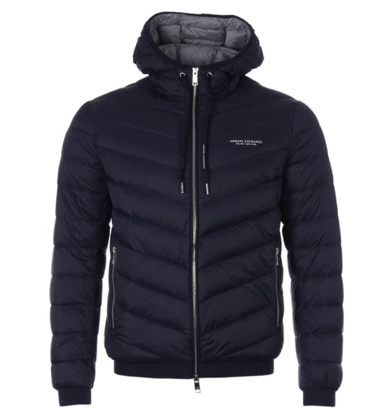 Armani Exchange Milano/New York Logo Heren Gewatteerde Kapjacket - Image 1