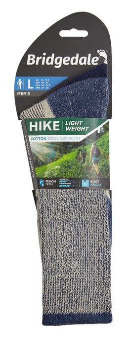 Bridgedale - Mens Hiking Lightweight Cotton Boot Socks - Indigo - Image 2