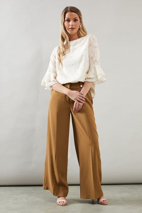 Jacquard Frill Sleeve Top