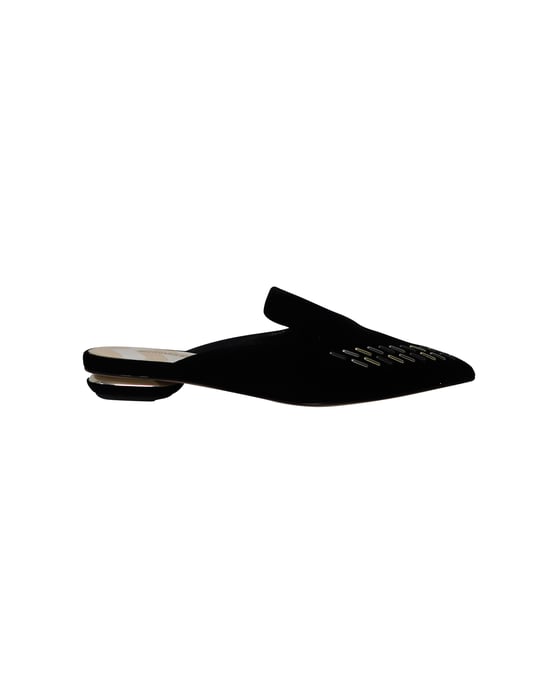 Nicholas Kirkwood Beya Flat Mules in Zwarte Fluweel - Image 1
