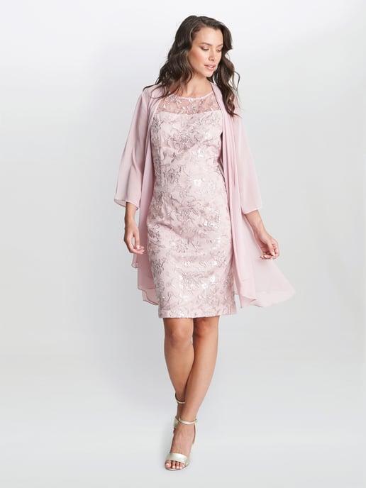 Hayley Embroidered Dress With Matching Chiffon Jacket