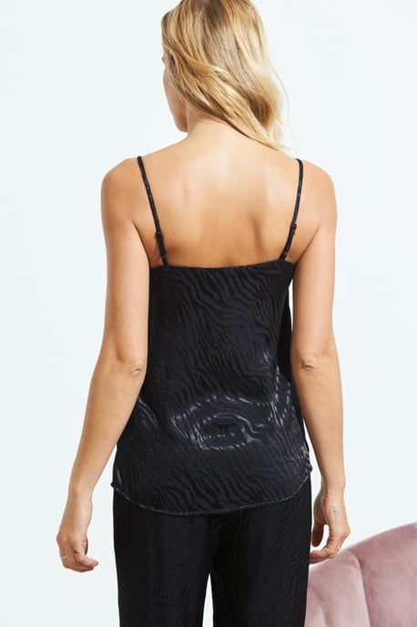 Black Zebra Jacquard Silky Pyjama Cami