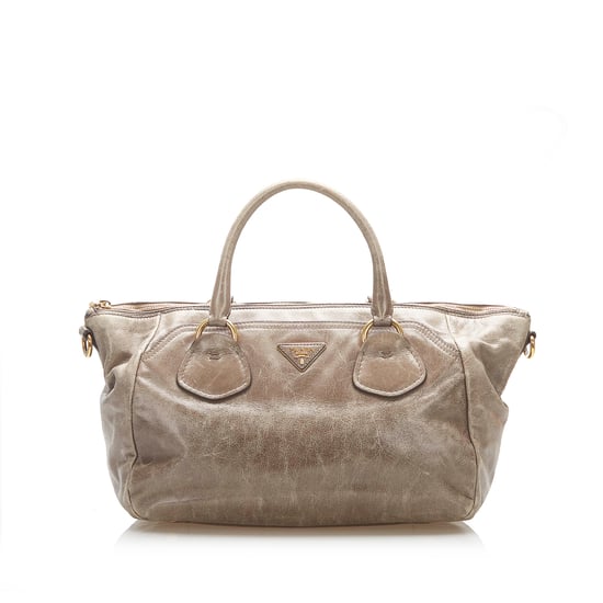 Vintage Prada Vitello Shine Satchel Grey - Image 1