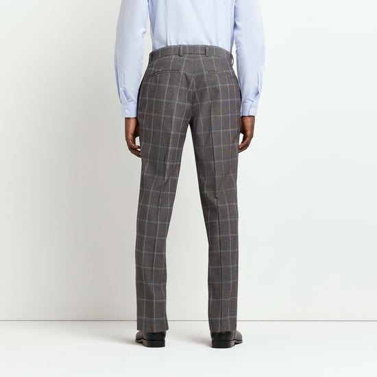 River Island Mens Suit Trousers Grey Slim Fit Check