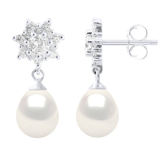 Earrings Real Cultured Freshwater Pearls Pear 7-8 mm