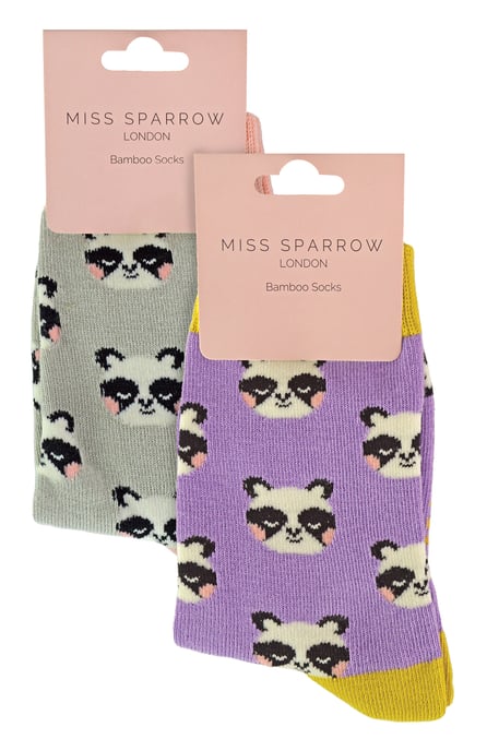 Miss Sparrow - 2 Pack Girls Bamboo Animal Patterned Socks - Panda - Image 2