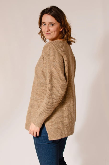 Round Notch Neck Wool Blend Jumper - Image 3