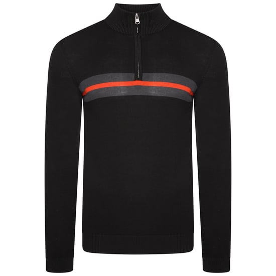 Dare 2B Mens Unite Us Knitted Half Zip Sweatshirt (Black/Amber Glow)