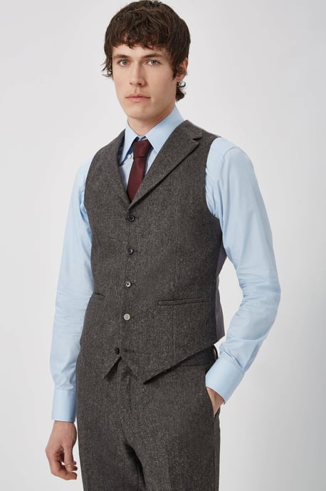 Uptown Slim Fit Brown Wool Waistcoat
