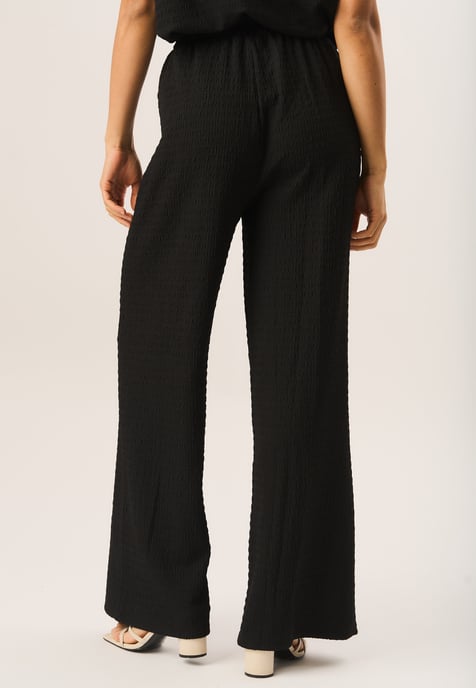 Textured Elastic Waist Pull On Trousers