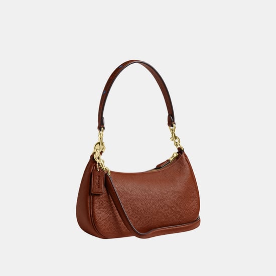 Teri Shoulder Bag in Leather with Leather Strap with Tooling