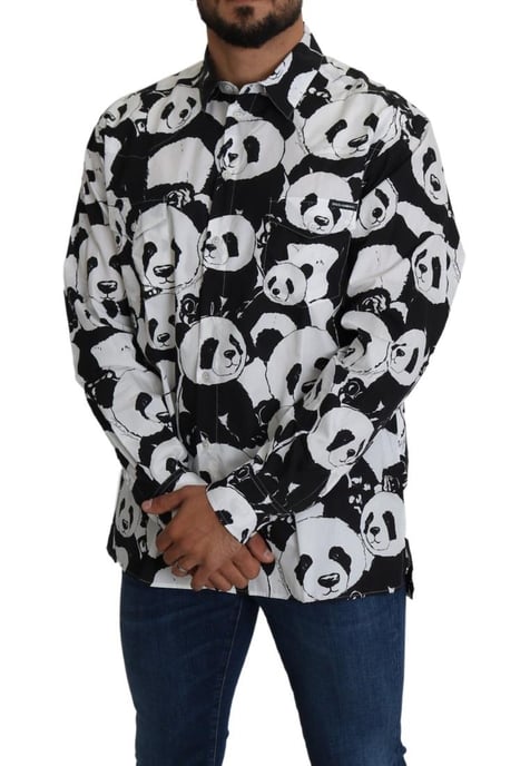 Dolce & Gabbana Men's Black Panda Casual 100% Cotton Shirt - Image 3