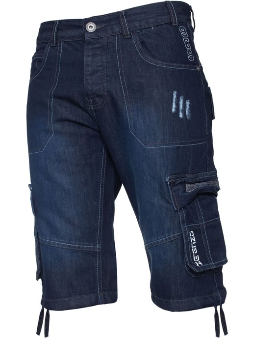 Enzo Heren Cargo Combat Denim Short - Image 1