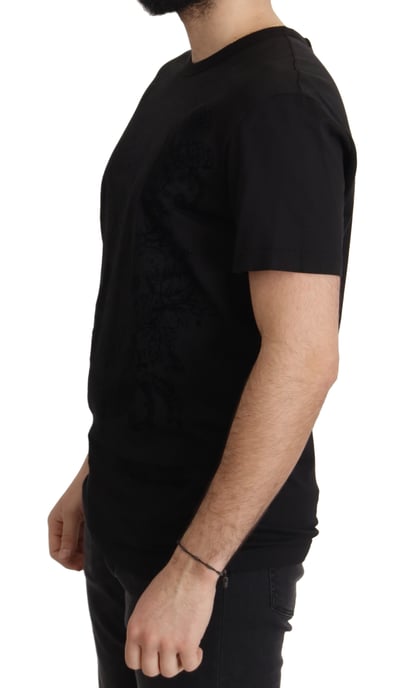 Dolce & Gabbana Zwarte DG Baroque Katoenen Crewneck Heren T-shirt - Image 4