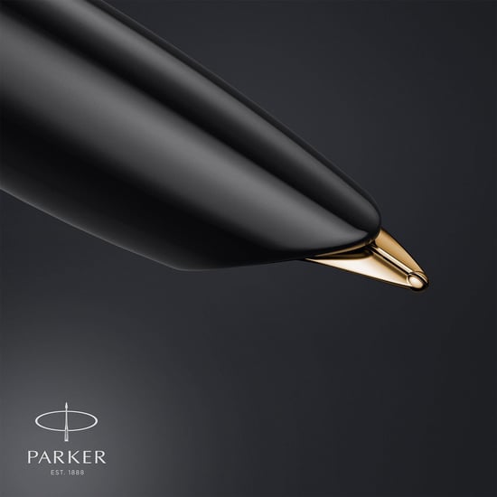 Parker 51 Fountain Pen Delux Black Medium 18k Gold Nib Black Ink Gift Box