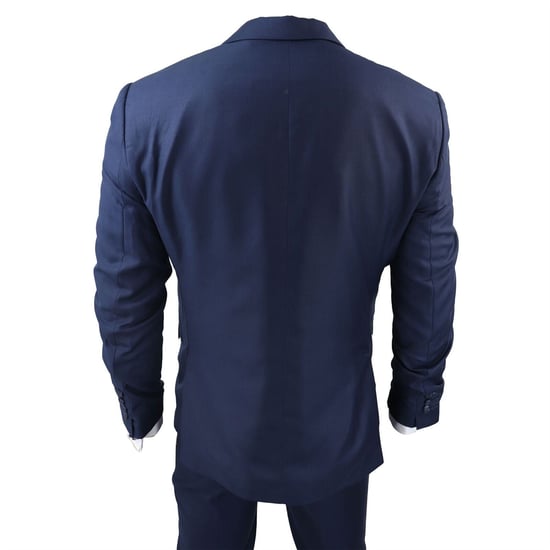 Mens IM1 Classic Plain Navy 3 Piece Suit