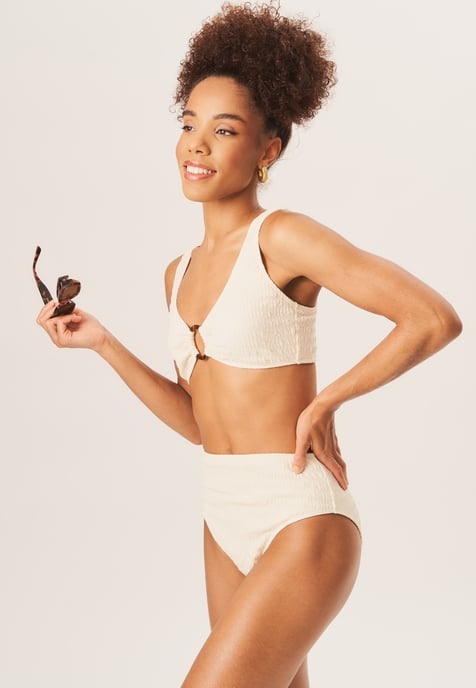 Textured High Waist Bikini Bottom