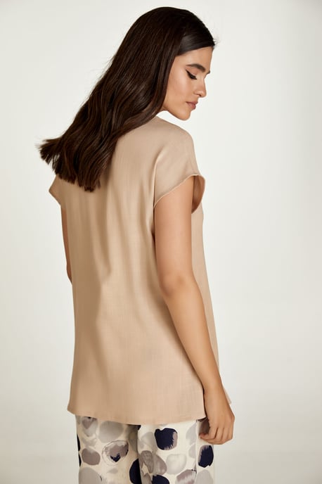 Beige linne stil ärmlös topp - Image 3