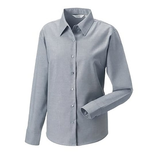Russell Collectie Dames/Dames Lange Mouw Easy Care Oxford Shirt (Zilver) - Image 3