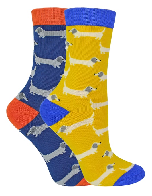 Mr Heron - 2 Pairs Boys Bamboo Animal Patterned Socks - Sausage Dogs - Image 1