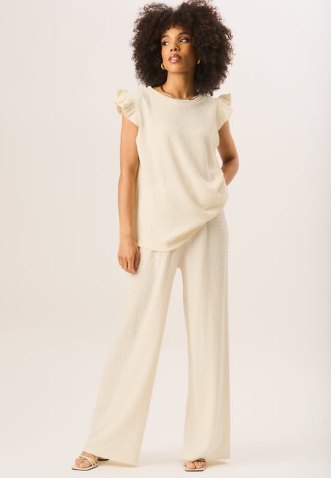 Frill Sleeves Textured Oversized Top