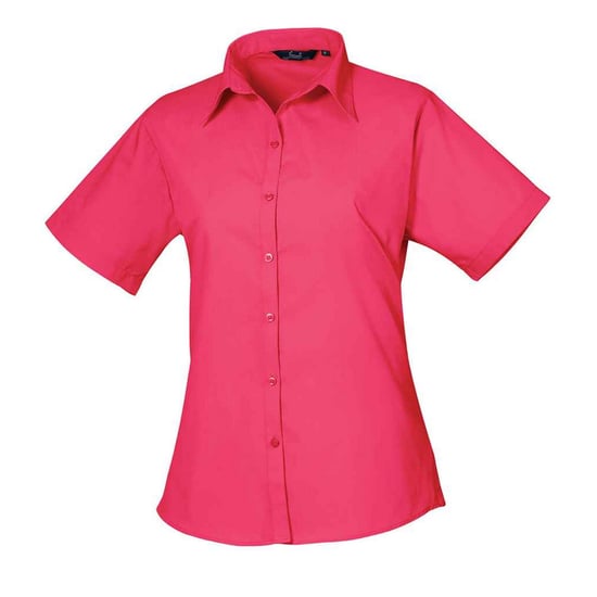 Premier Womens/Ladies Poplin Short-Sleeved Blouse (Hot Pink)