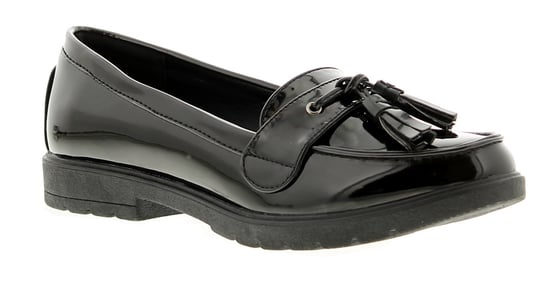 Platino Womens Flat Shoes Kennedy Slip On black patent