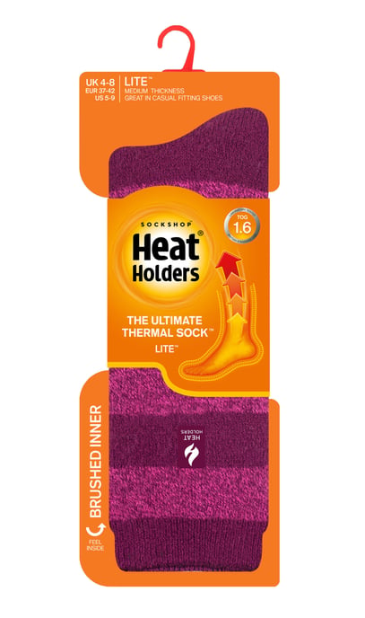 Heat Holders Lite - Isolerade termosockor för kvinnor | flera mönster inklusive argyle ränder hjärtan stjärnor | varma strumpor för vintern - Deep Fuchsia / Berry (Bologna) - Image 2