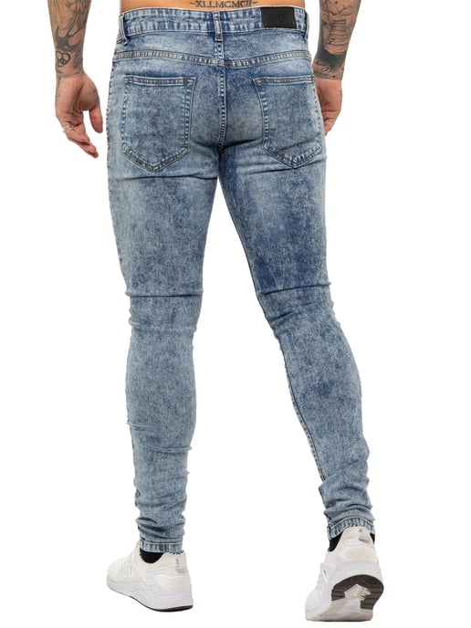 Enzo | Skinny Stretch Ripped Jeans för män - Ljusblå - Image 3
