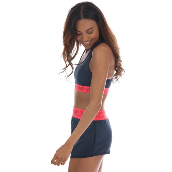 Women's Puma Mid Elastic Padded Training Bra in Dark Blue