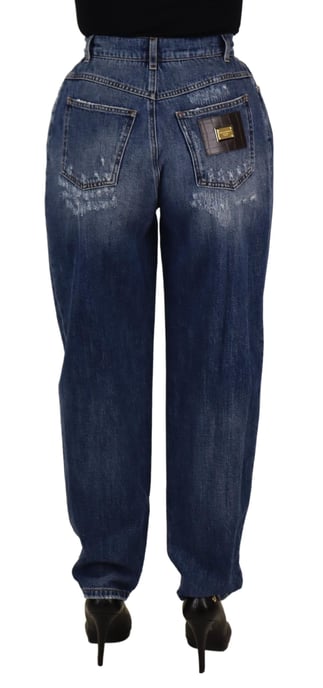 Dolce & Gabbana Blue Washed High Waist Loose Fit Women's Pants - Image 2