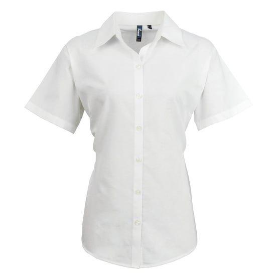 Premier Dames/Dames Signature Gepareld Oxford Overhemd met Korte Mouwen (Lichtblauw) - Image 1