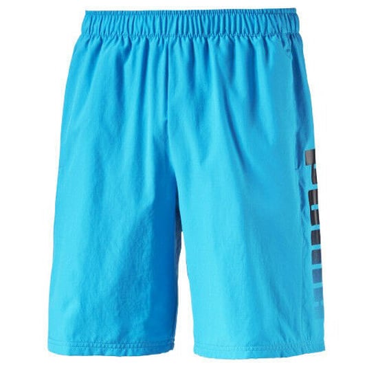 Puma Fun Big Logo Woven Blue Polyester Elasticized Shorts för herrar 836575 10 - Image 1