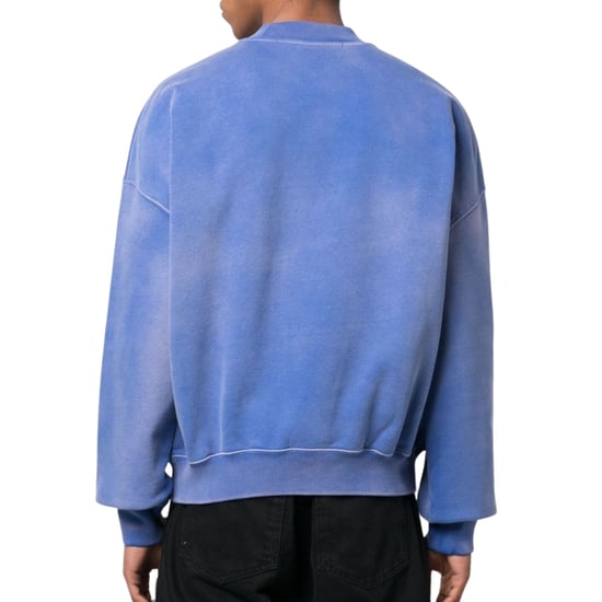 Off-White Wave Off Boxy Fit Crewneck Blue Sweatshirt