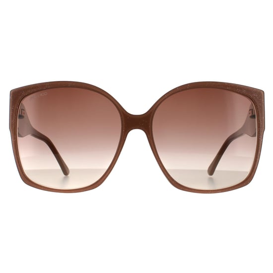 Jimmy Choo Square Womens Nude Glitter Brown Gradient Sunglasses