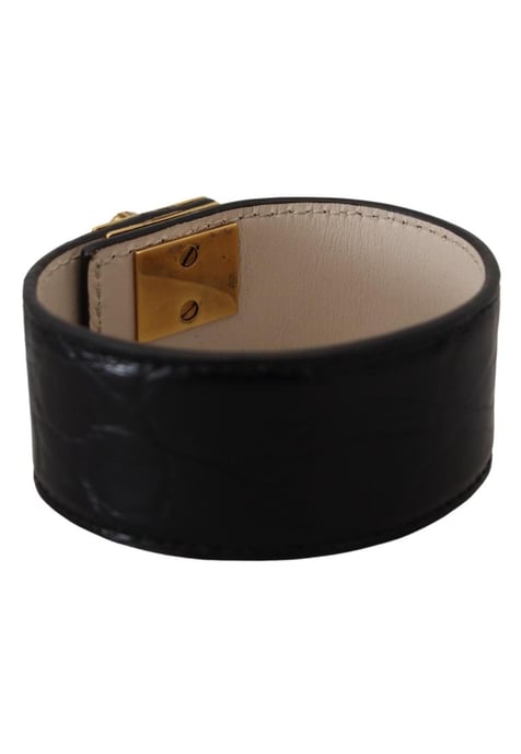 Dolce & Gabbana Women's Black Dauphine Leather DG Heart Key Ring Bracelet - Image 2