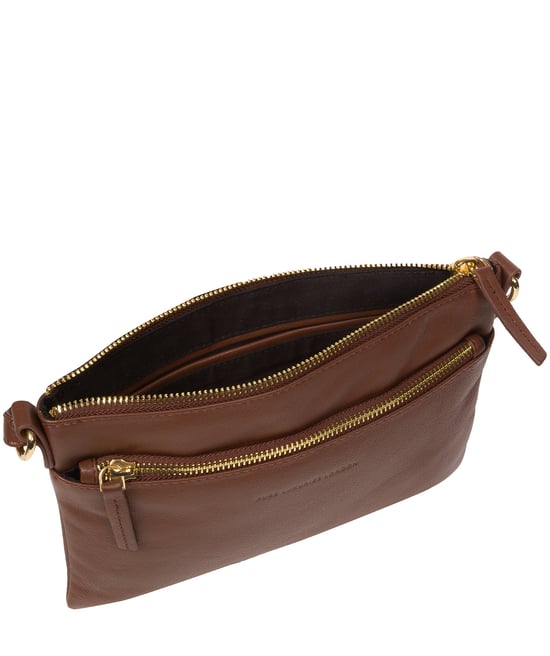 'Hannah' Dark Tan Nappa Leather Cross Body Bag