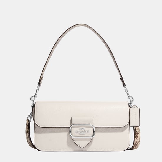 Snake Embossed Trim Morgan Shoulder Bag