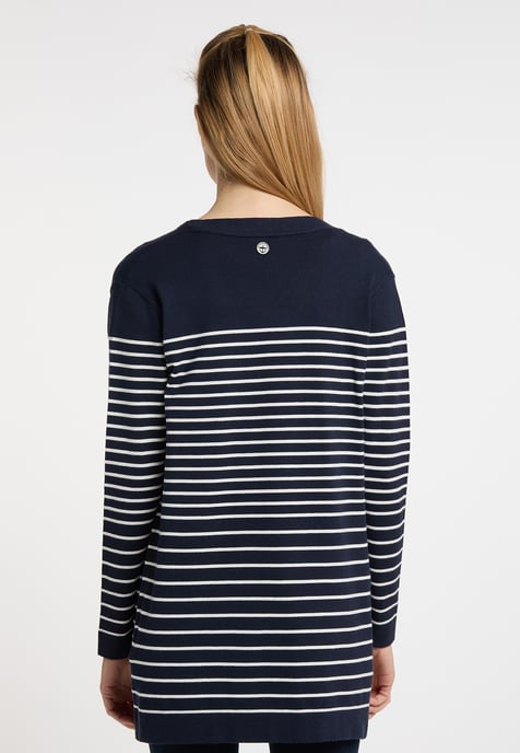 Dreimaster Cardigan women marine wool white - Image 3