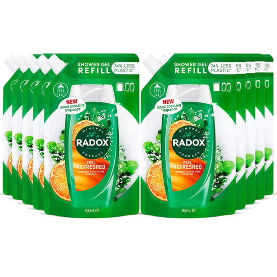 Radox Mineral Therapy Shower Gel Refill Pouch Feel Refreshed 500ml, 10 Pack