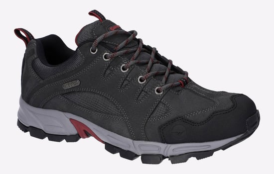 Hi-Tec Auckland Lite Lederen Heren Wandelschoenen In Grafietgrijs/Donkerrood - Image 2