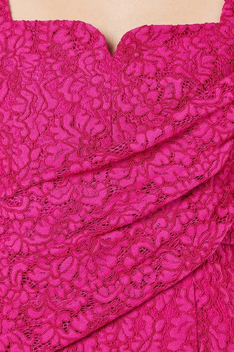 Lace Wrap Waist Flutter Sleeve Midi Dress - Image 5