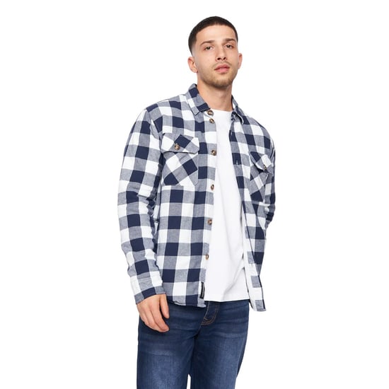 Crosshatch Mens Demaro Checked Lined Overshirt (Navy/White) - Image 1